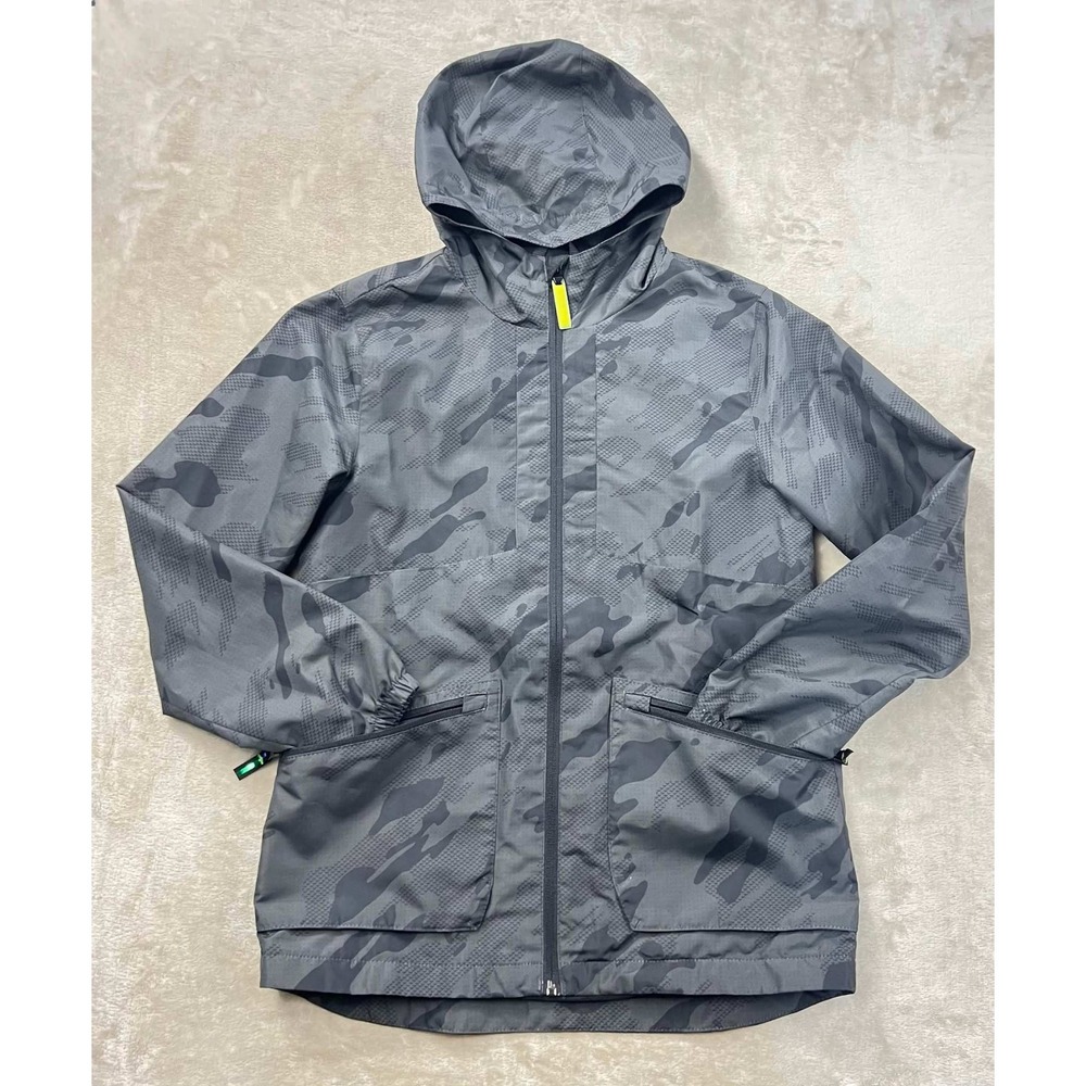 Champion C9 Boys Grey Camo Hooded Windbreaker Jacket Size M 8-10 Full Zip